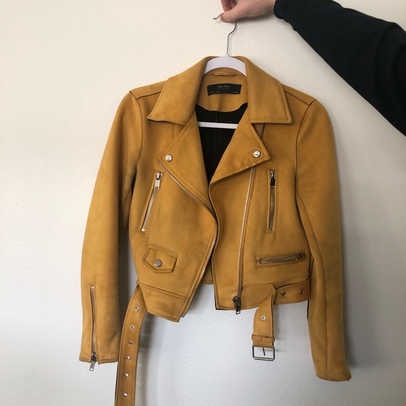 Zara Jackets & Blazers - Zara Mustard Moto Jacket